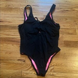 PINK Victoria's Secret Black and Pink One Piece Swimsuit